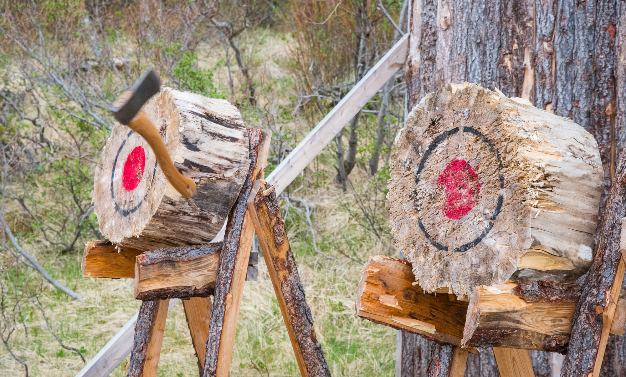 Axe throwing in East Village with friends