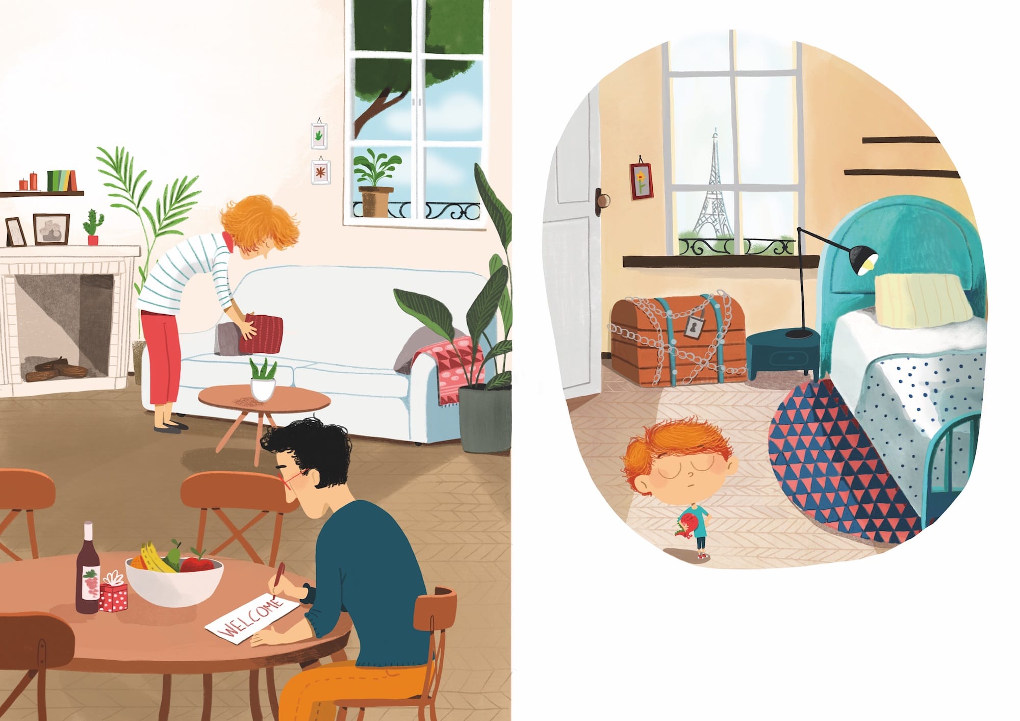 Illustrations from the book 'I don't want to share' by HomeExchange