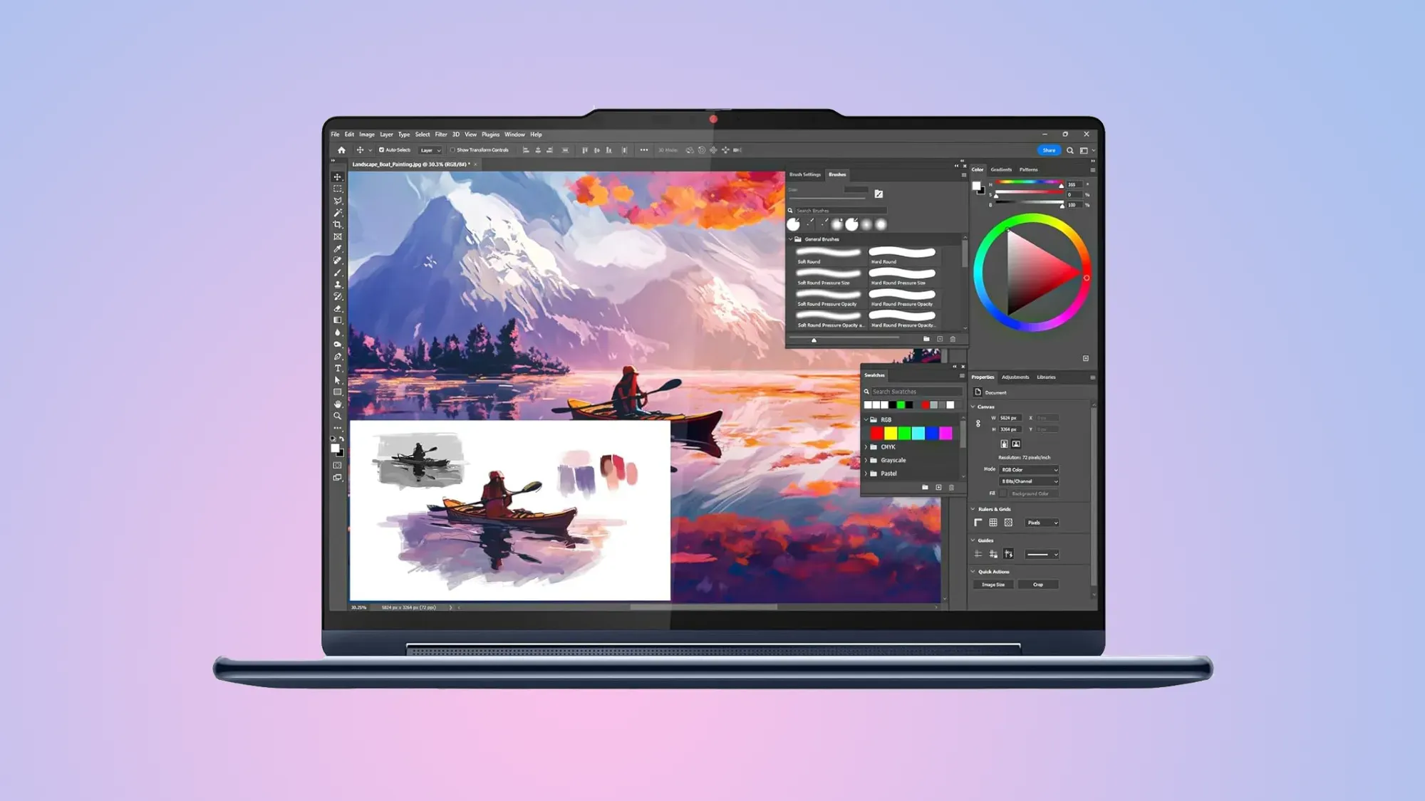 Lenovo Yoga 9i on a gradient background