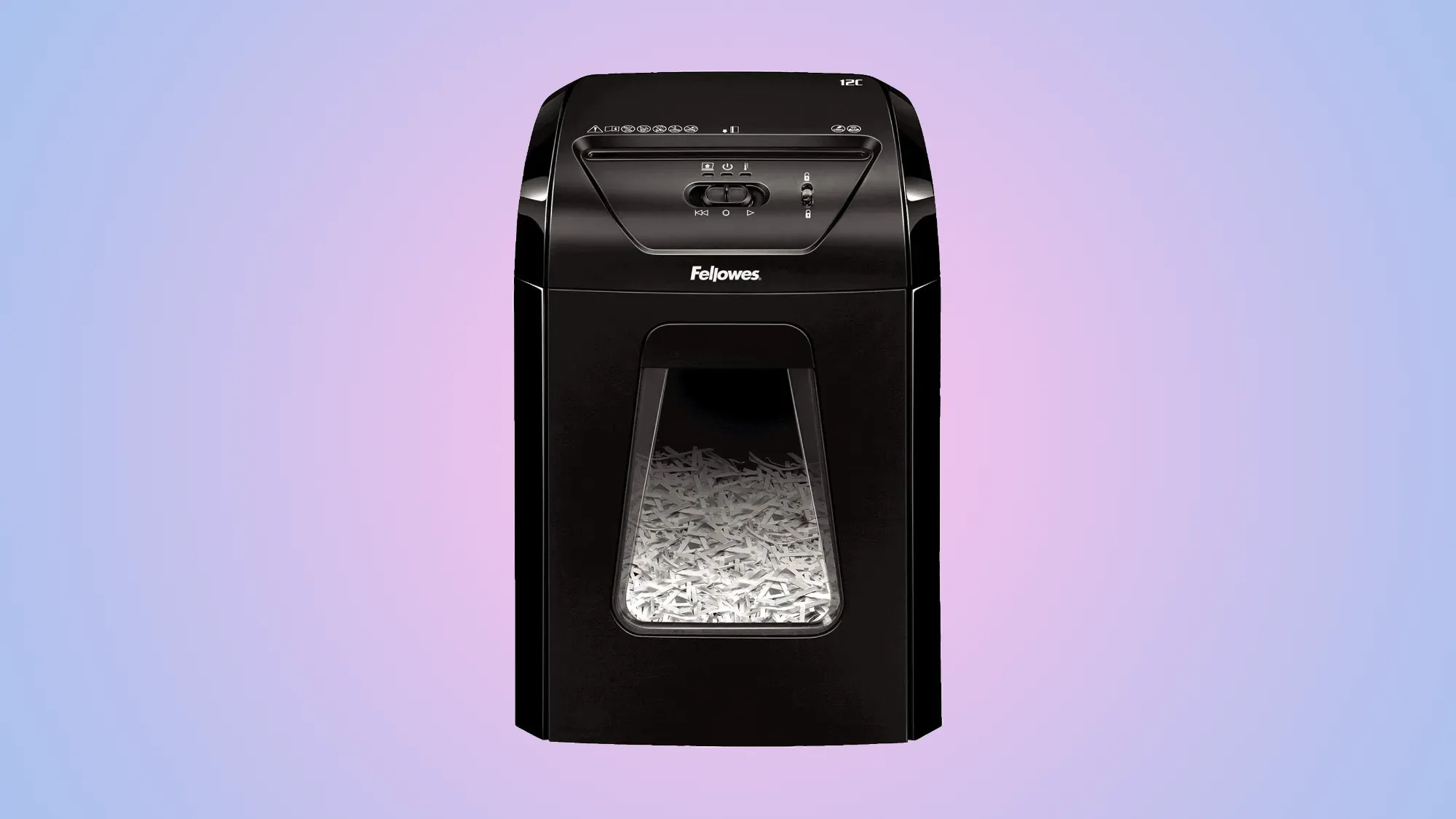 Fellowes Powershred 12c on a gradient background