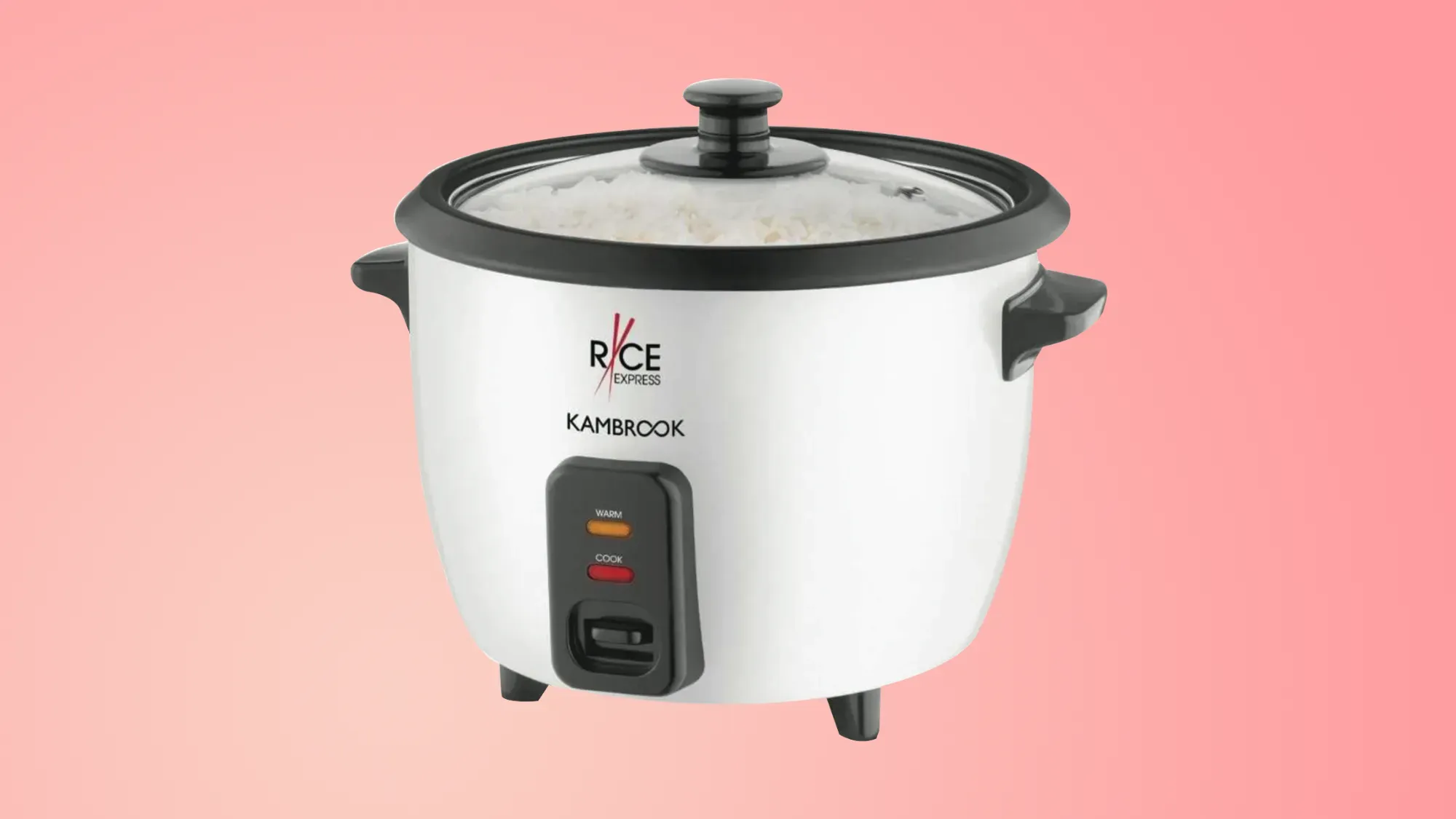 Kambrook Rice Express 5 Cup Rice Cooker on a gradient background