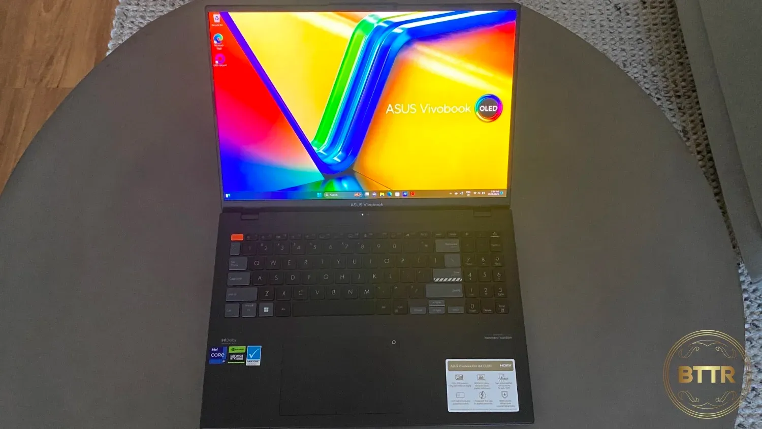 Top down look at the laptop while open