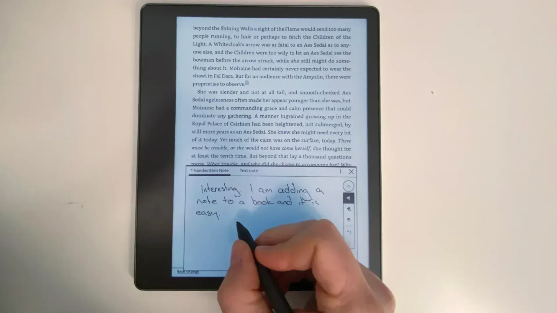 Writing a note on the Kindle scribe