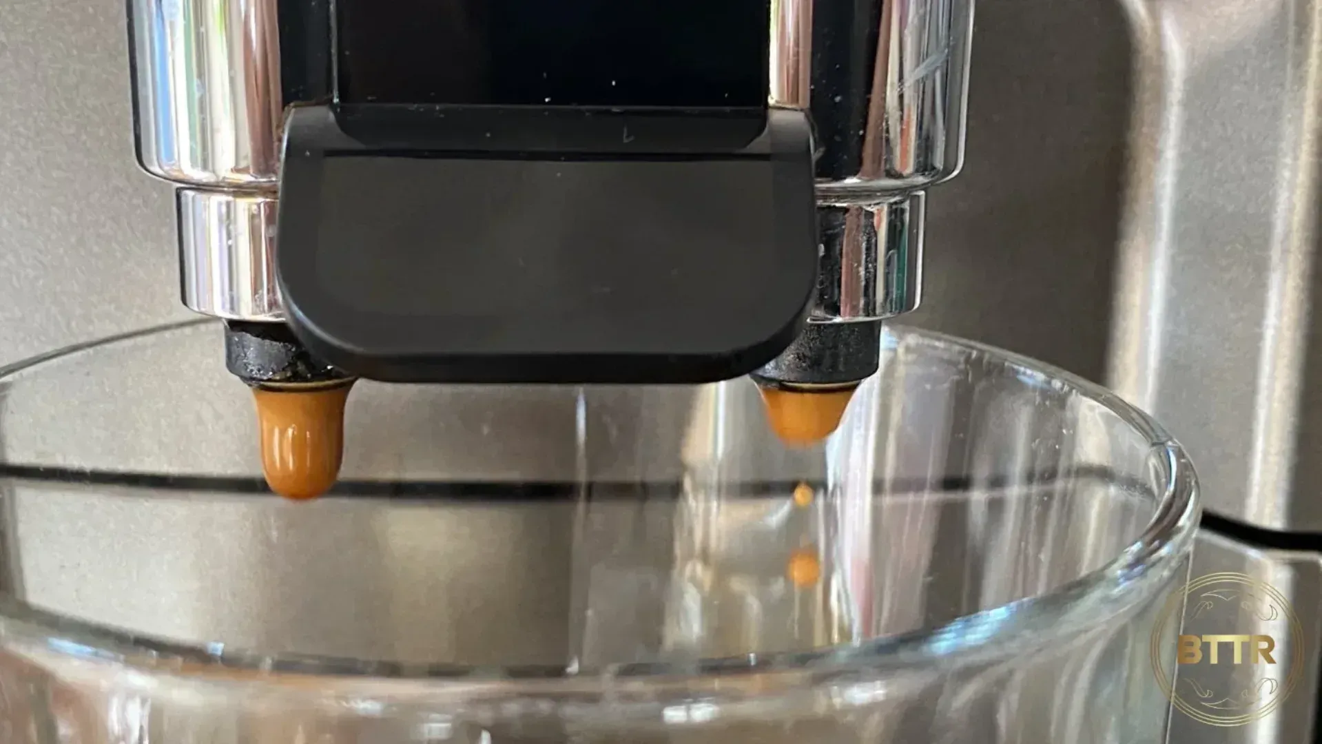 The first drips of a cold brew coming through