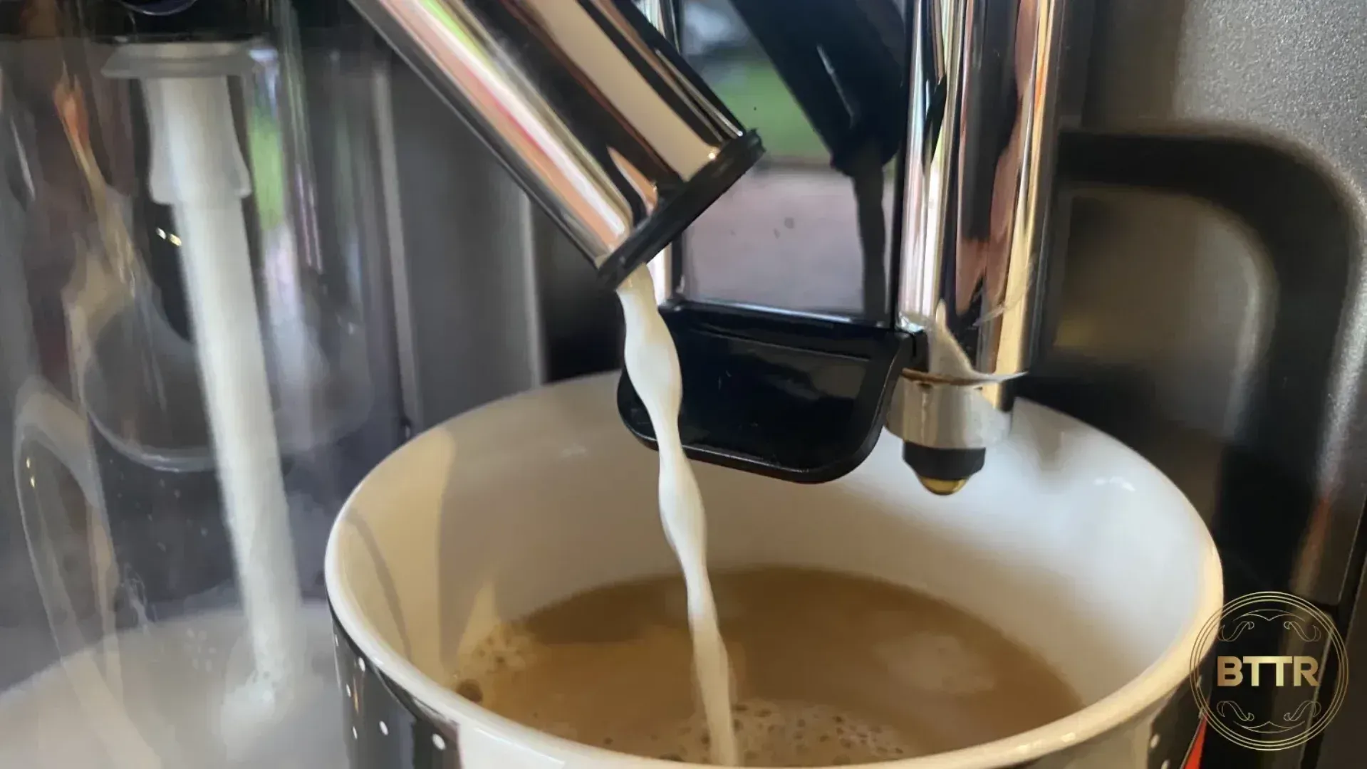 The Eletta Explore making a flat white