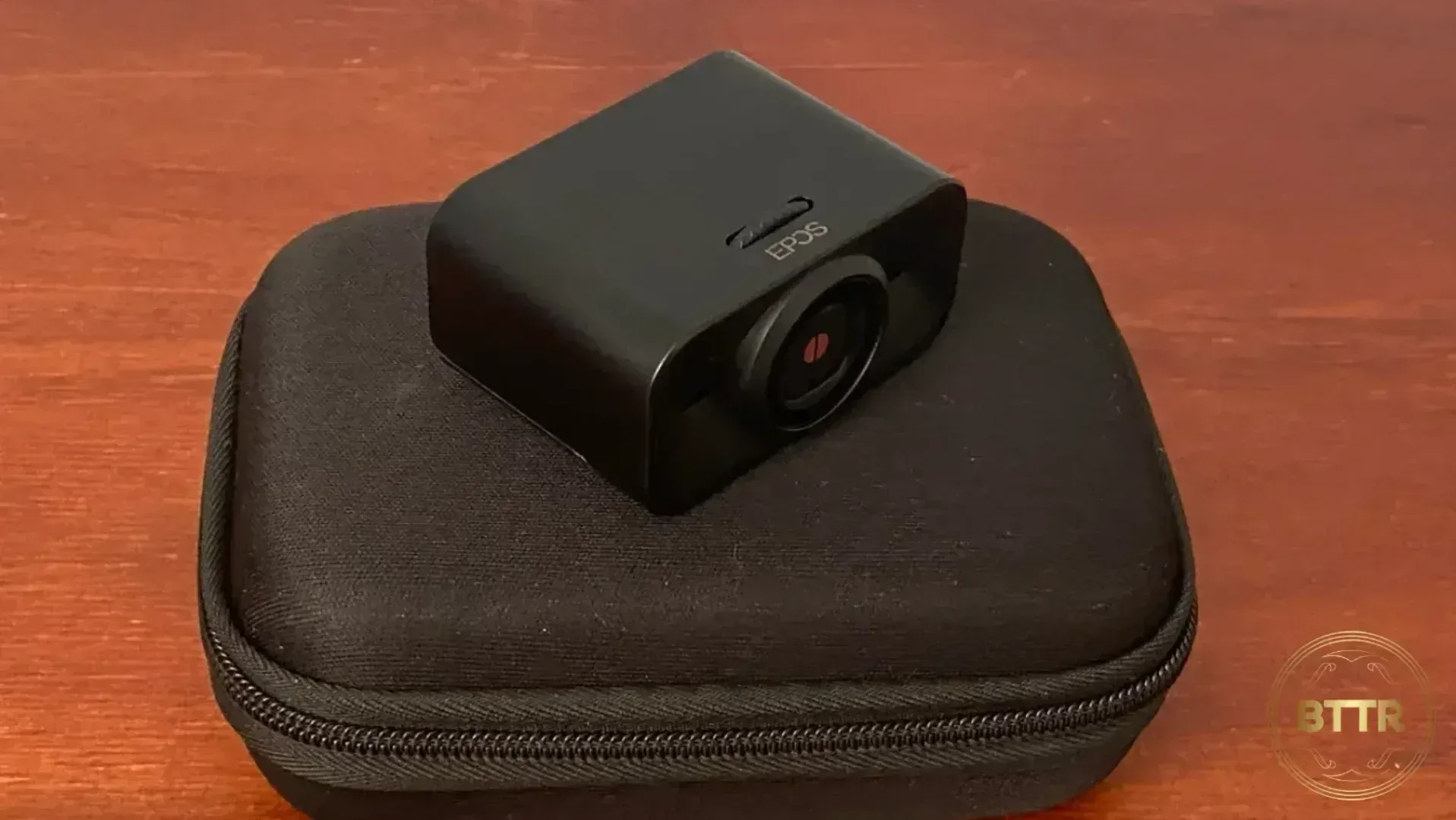 Close up of the webcam on its carry case