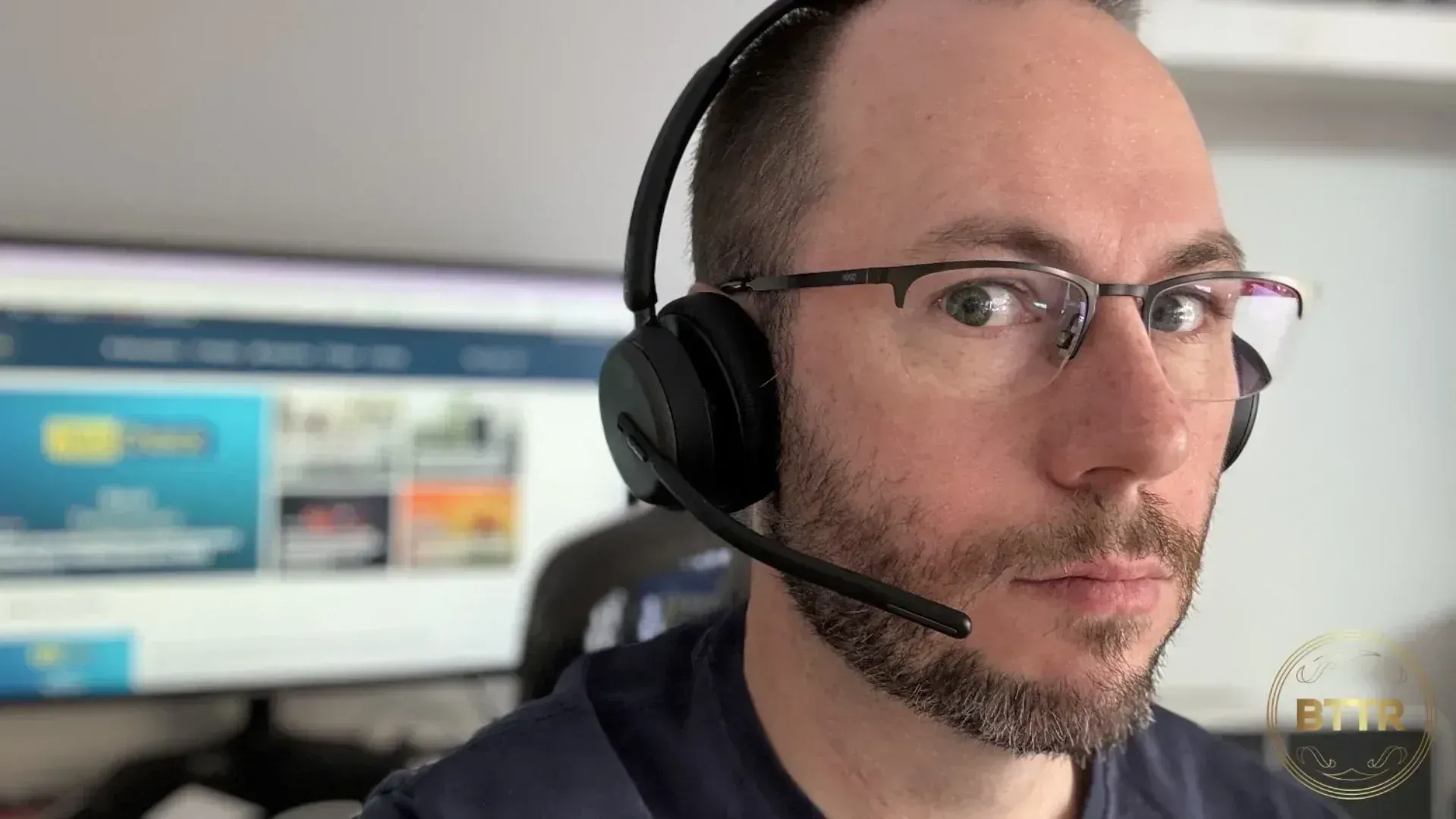 Slightly side-on pic of the EPOS Impact 1000 on the author