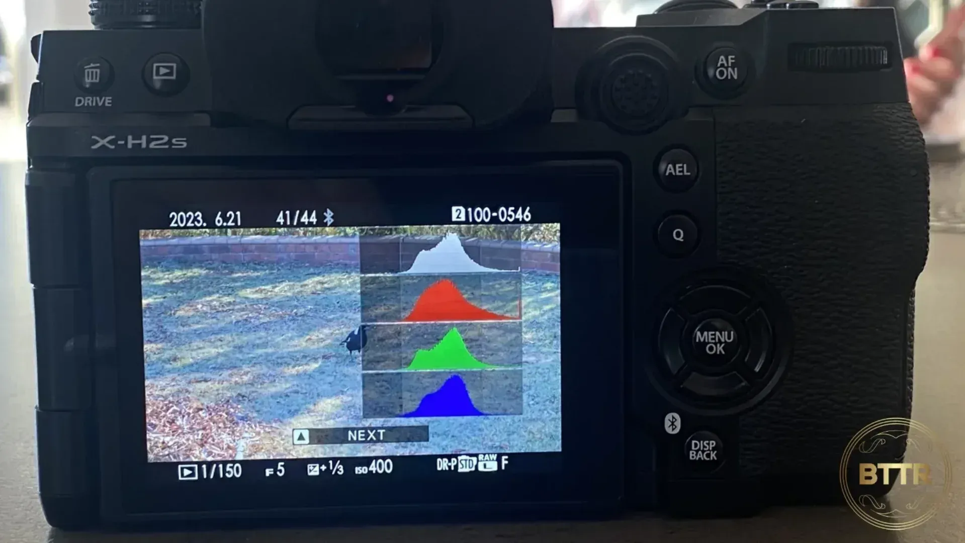 The rear of the X-H2S camera