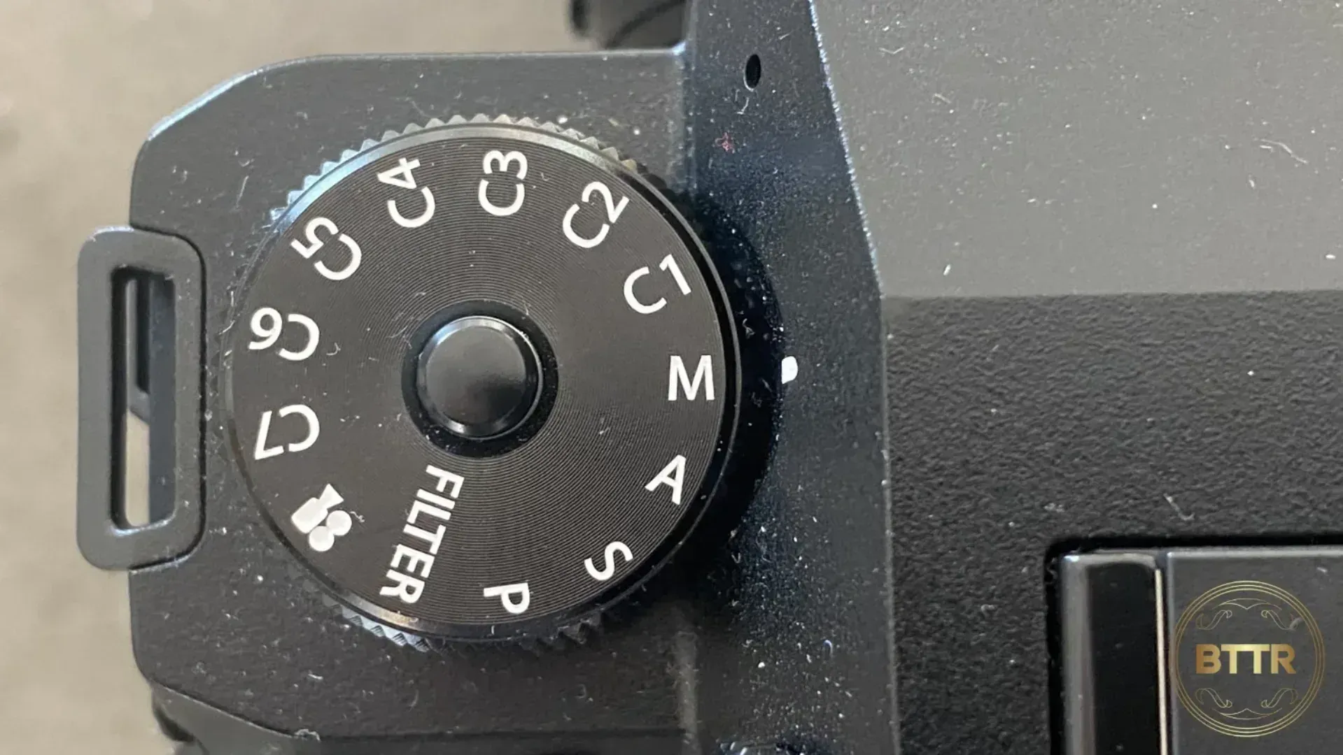 The mode dial on the Fujifilm X-H2S
