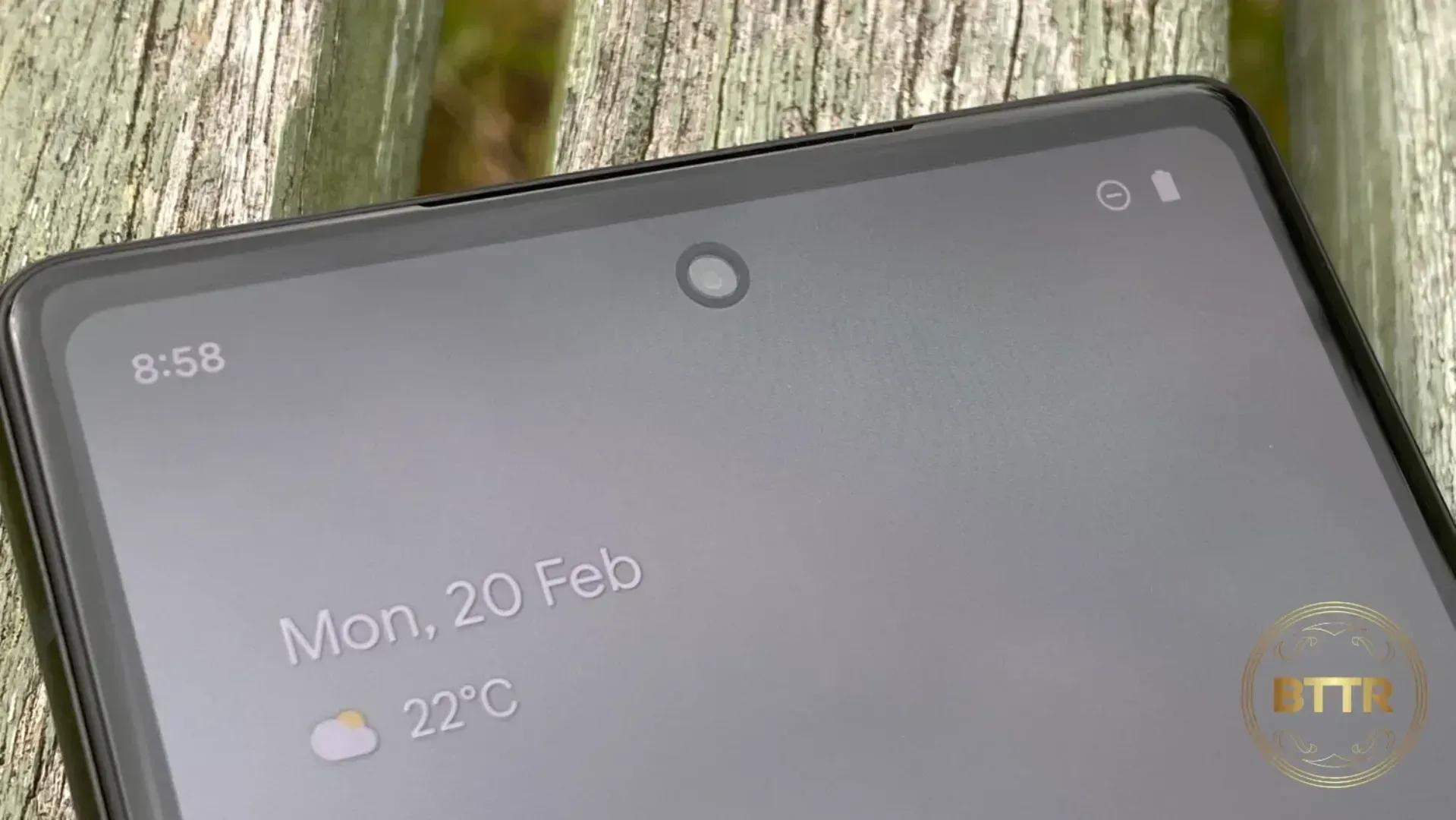 Close up of the Pixel 6a pinhole front camera