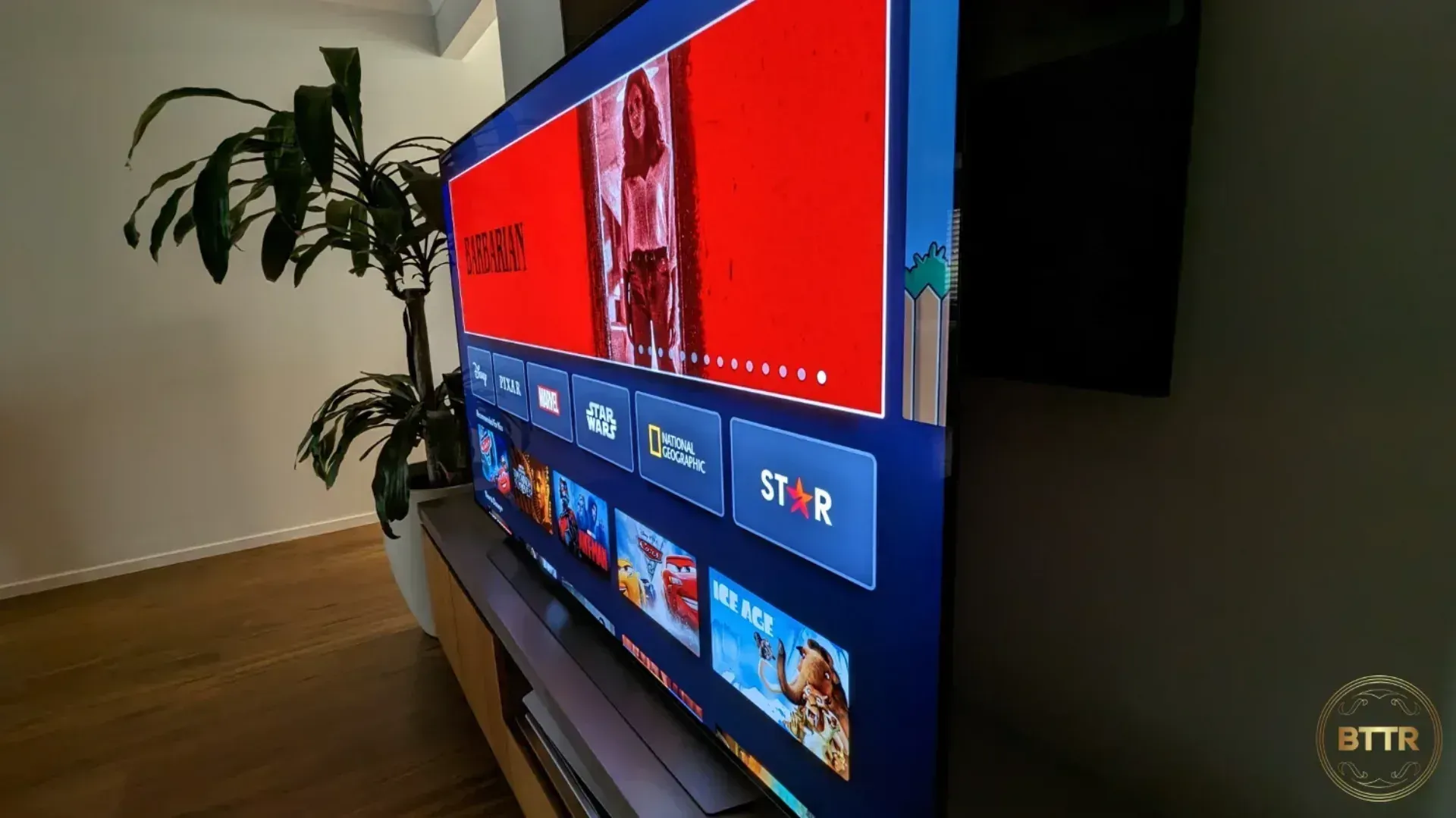 Scrolling through Disney Plus on the LG CS OLED