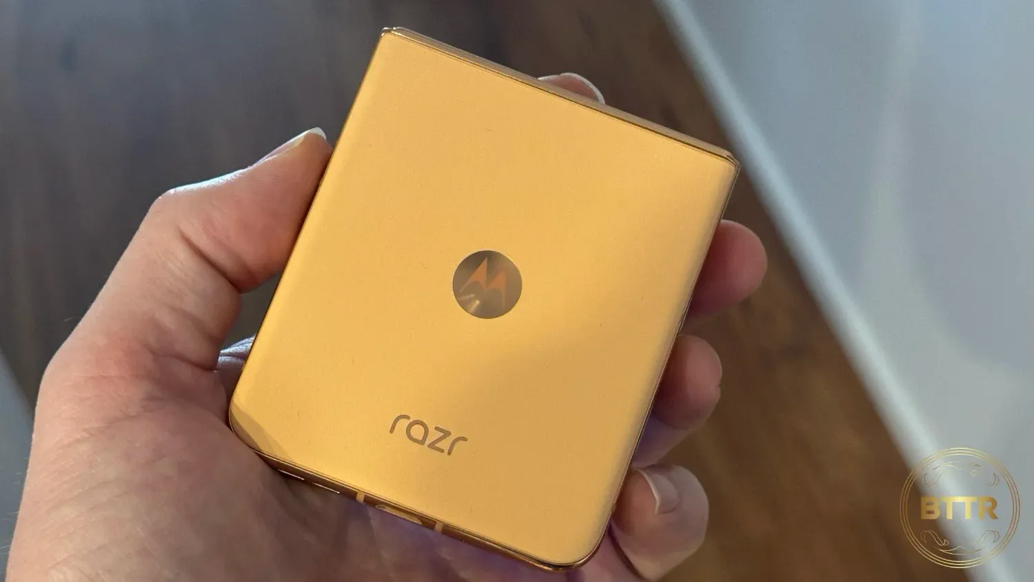 Holding the Moto RAZR 50 Ultra