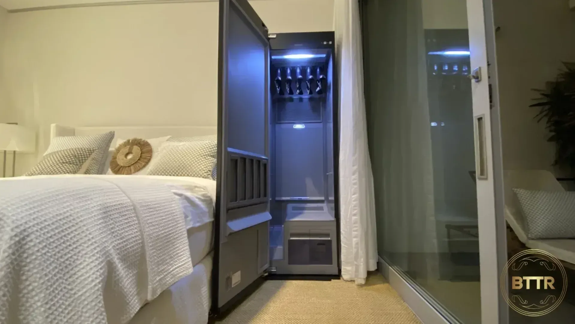 The Bespoke AirDresser with its door open