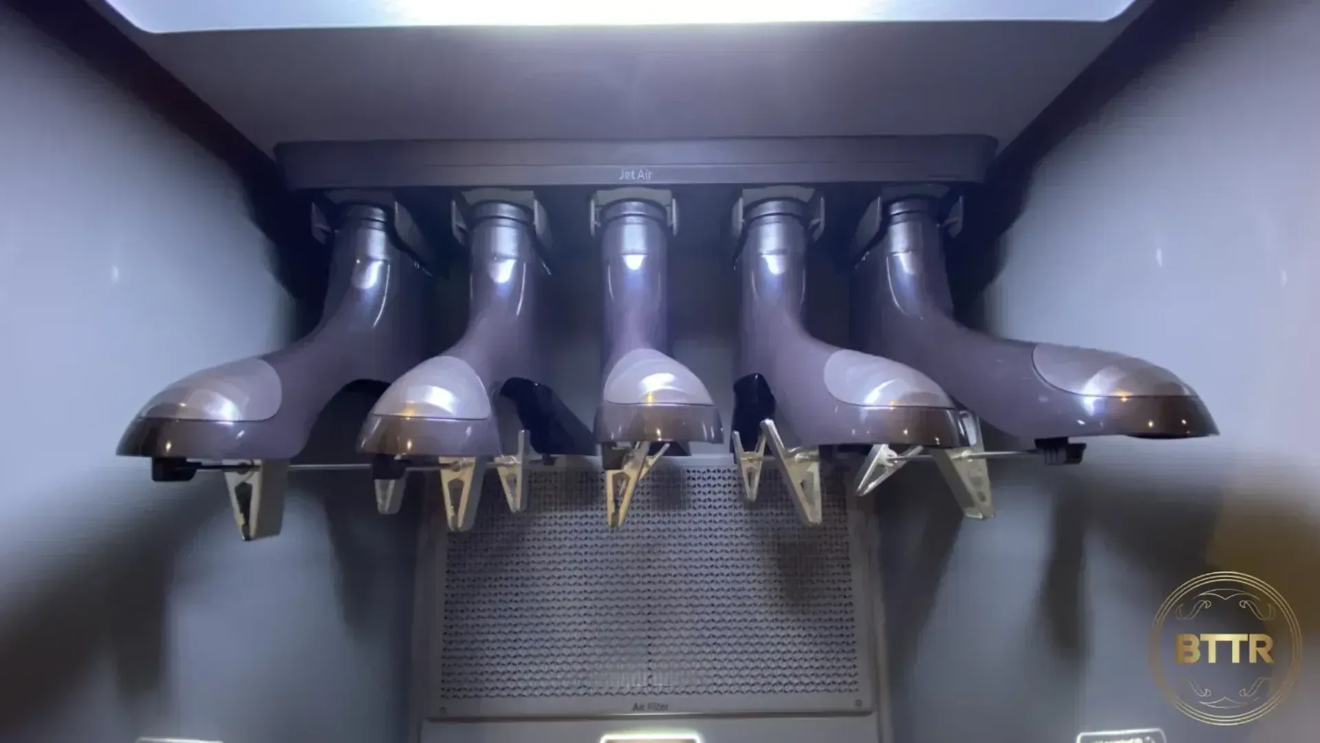 The hangers inside the Samsung Bespoke AirDresser 