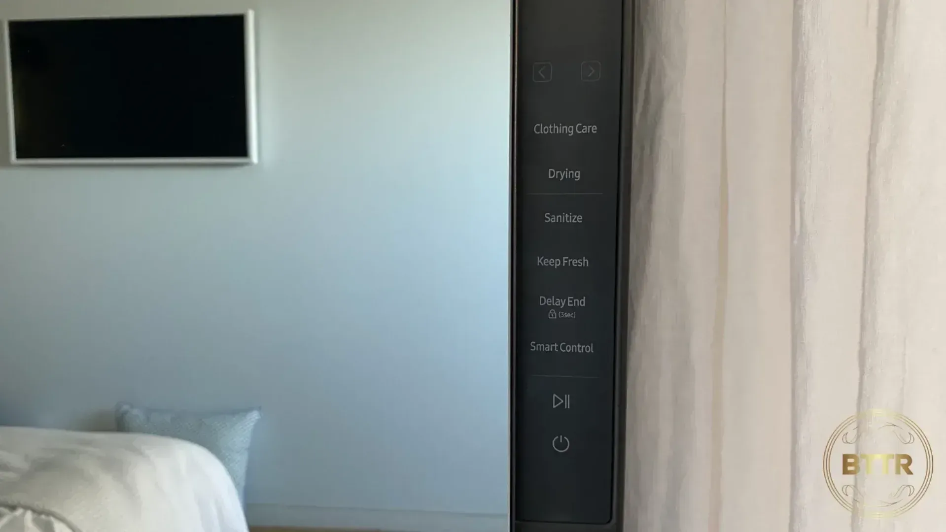 Close up of the controls on the door of the AirDresser