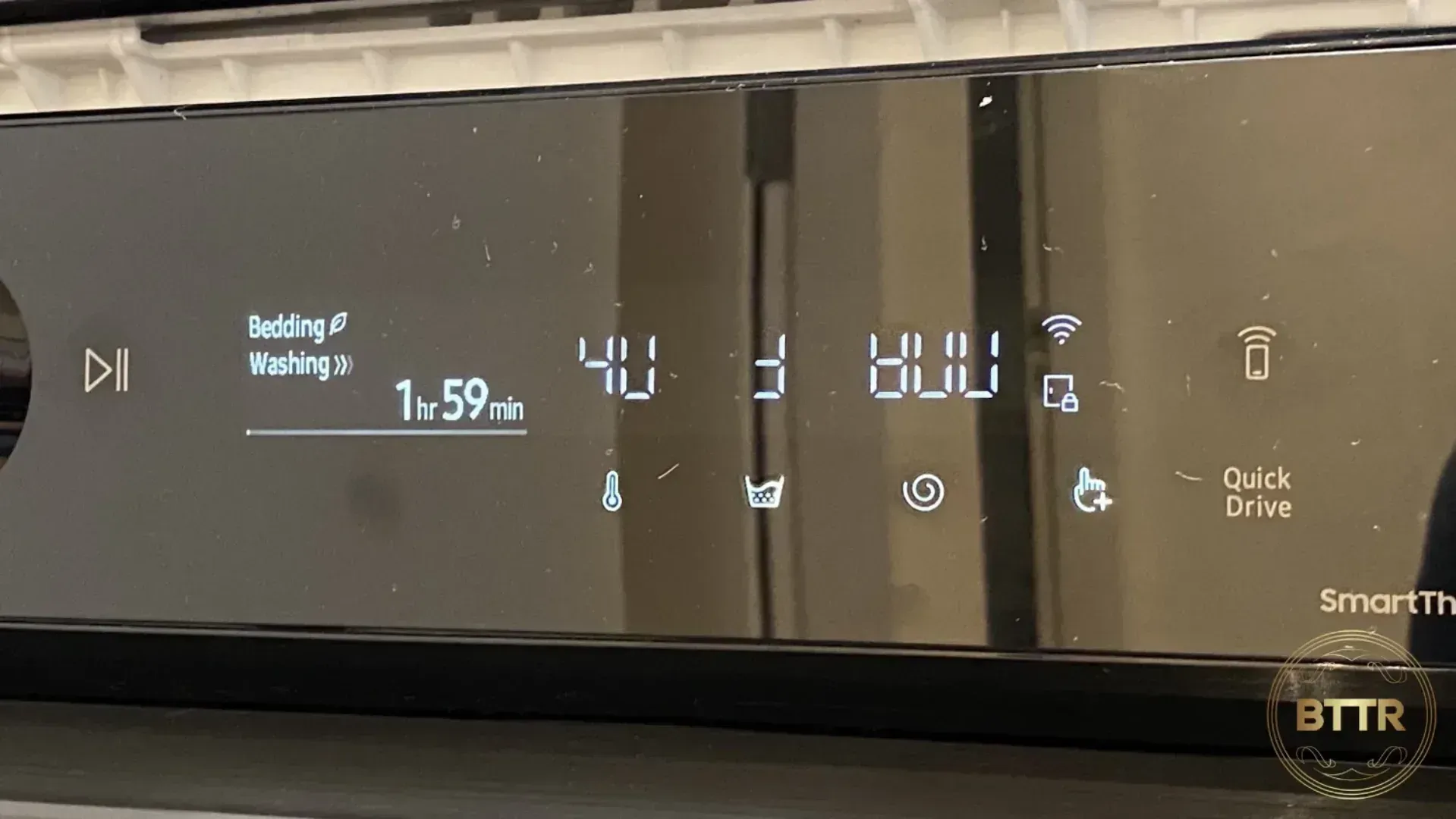 Close up of the controls of the Samsung Bespoke Washer