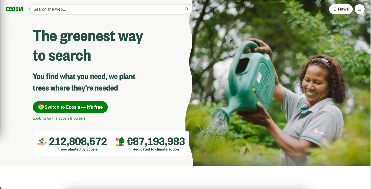 Ecosia screenshot