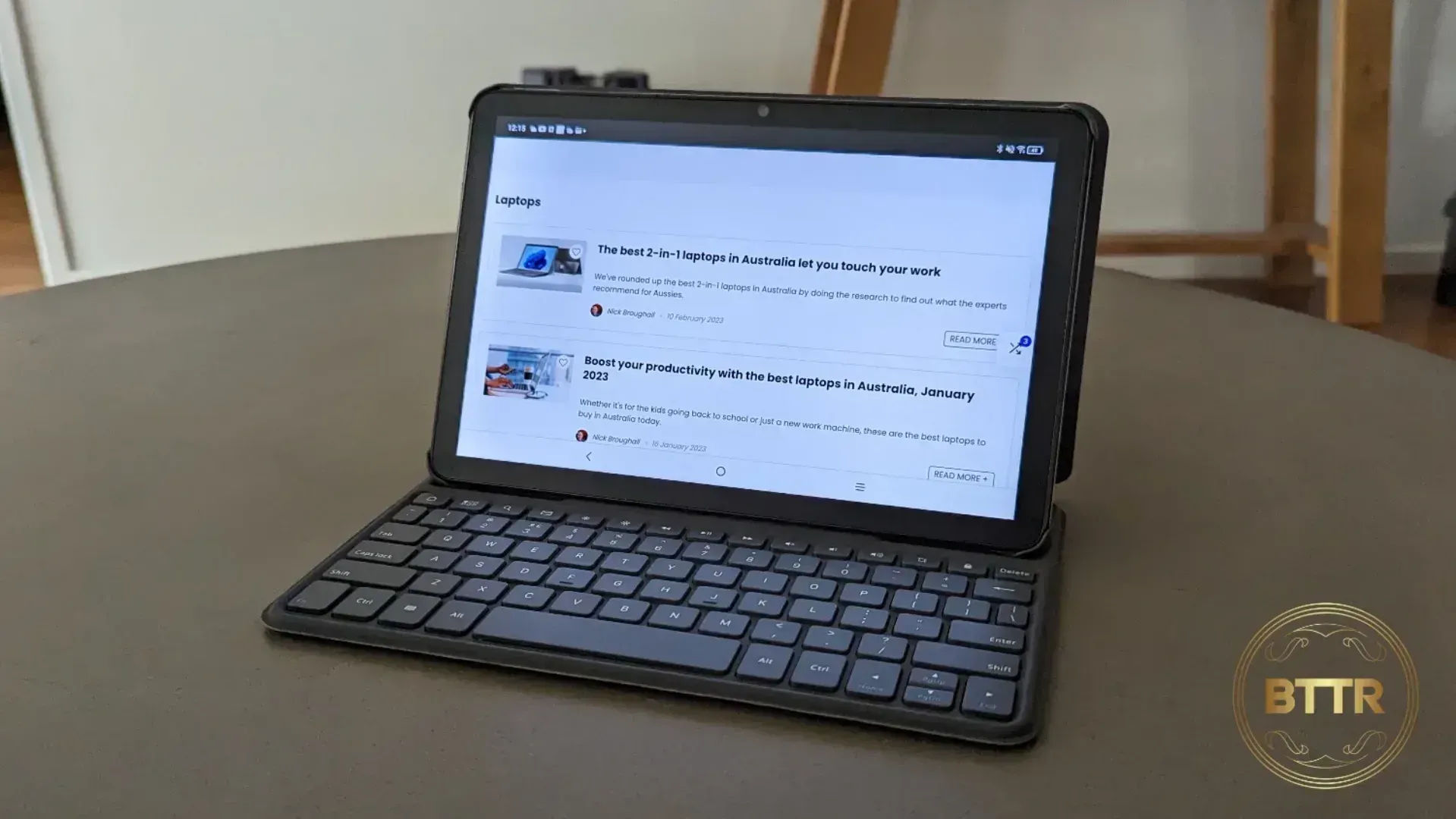 The TCL NXTPAPER 10s in PC mode attached to the keyboard case