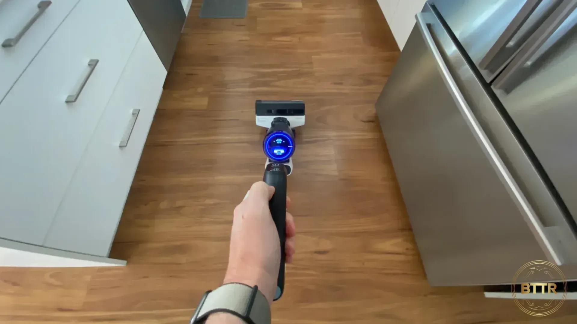 Using the Tineco Floor One S5 Pro in the kitchen for the review
