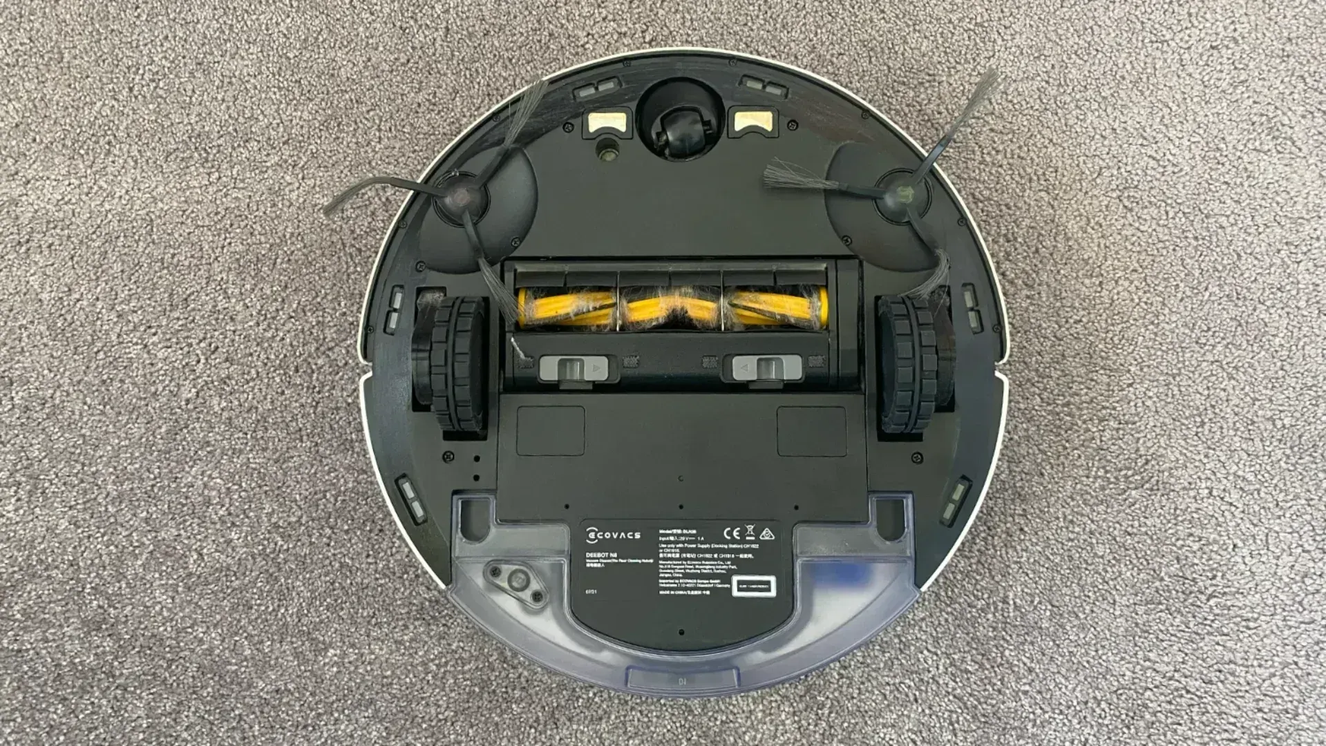The Ecovacs Deebot N8 flipped over