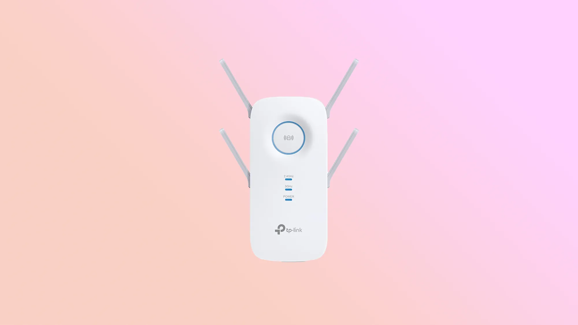 TP-Link RE650 AC2600 Wi-Fi Range Extender on a gradient background