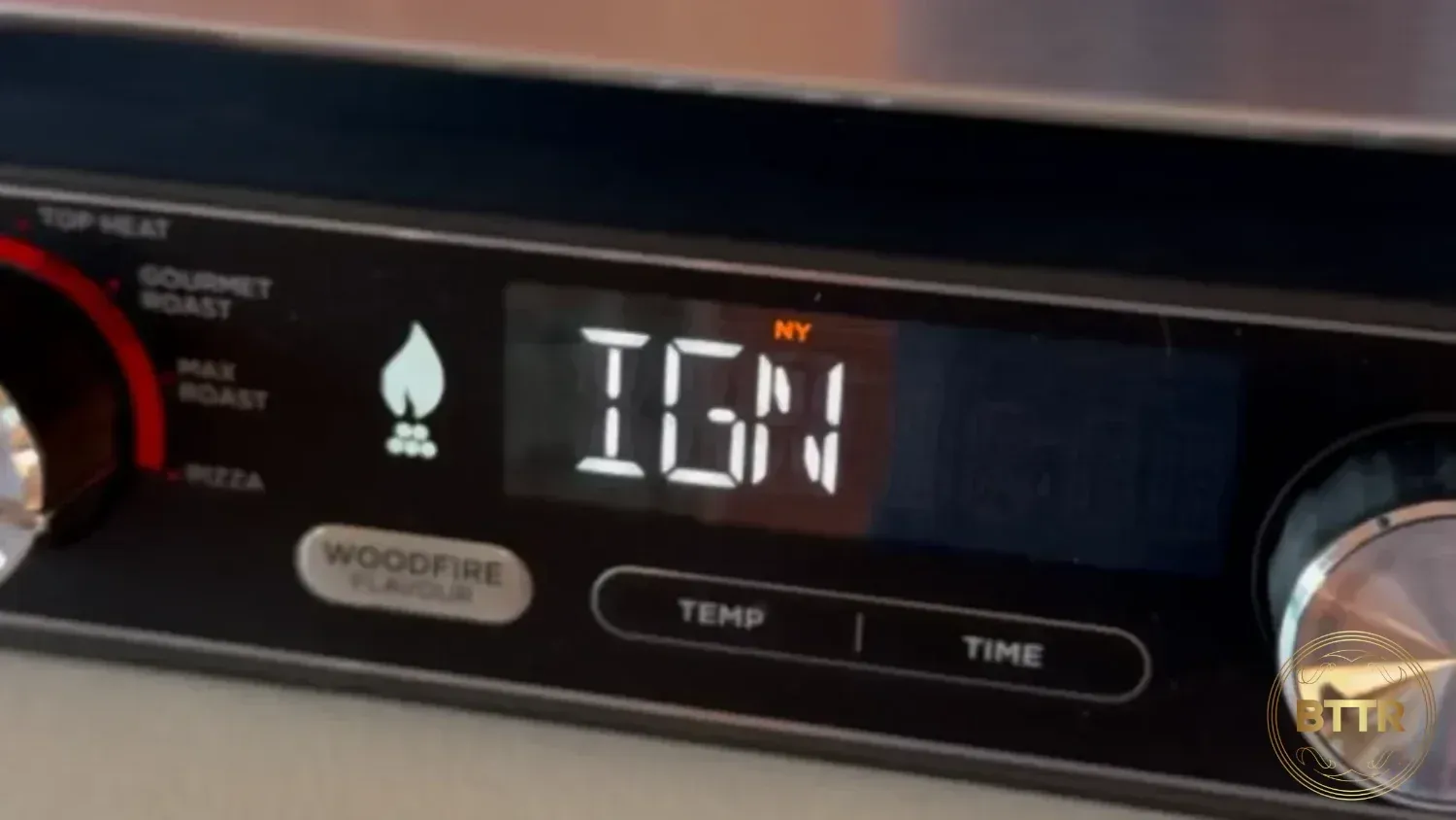 Close up of the control panel on the outdoor oven