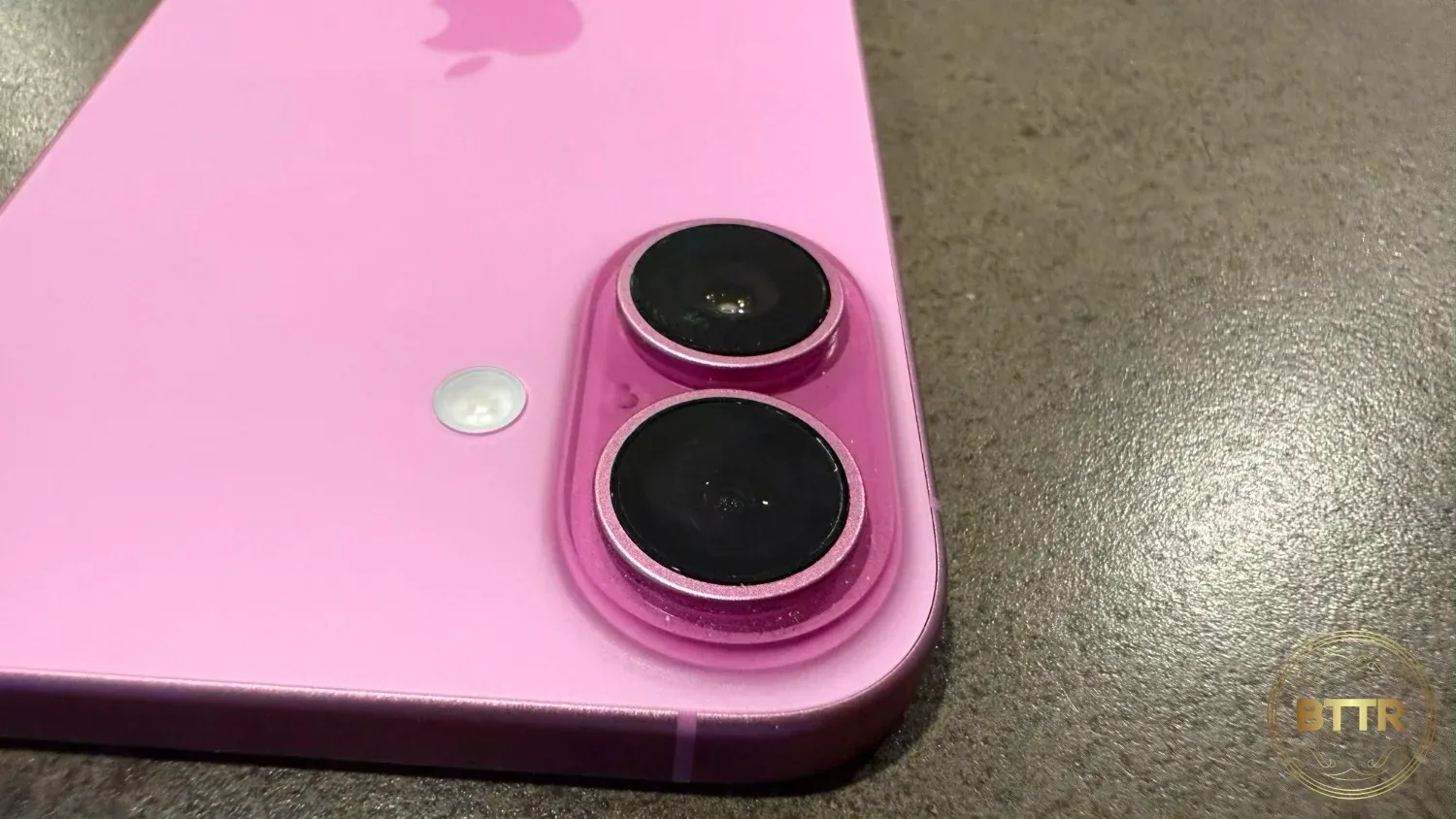 Close up of the cameras on the iPhone 16