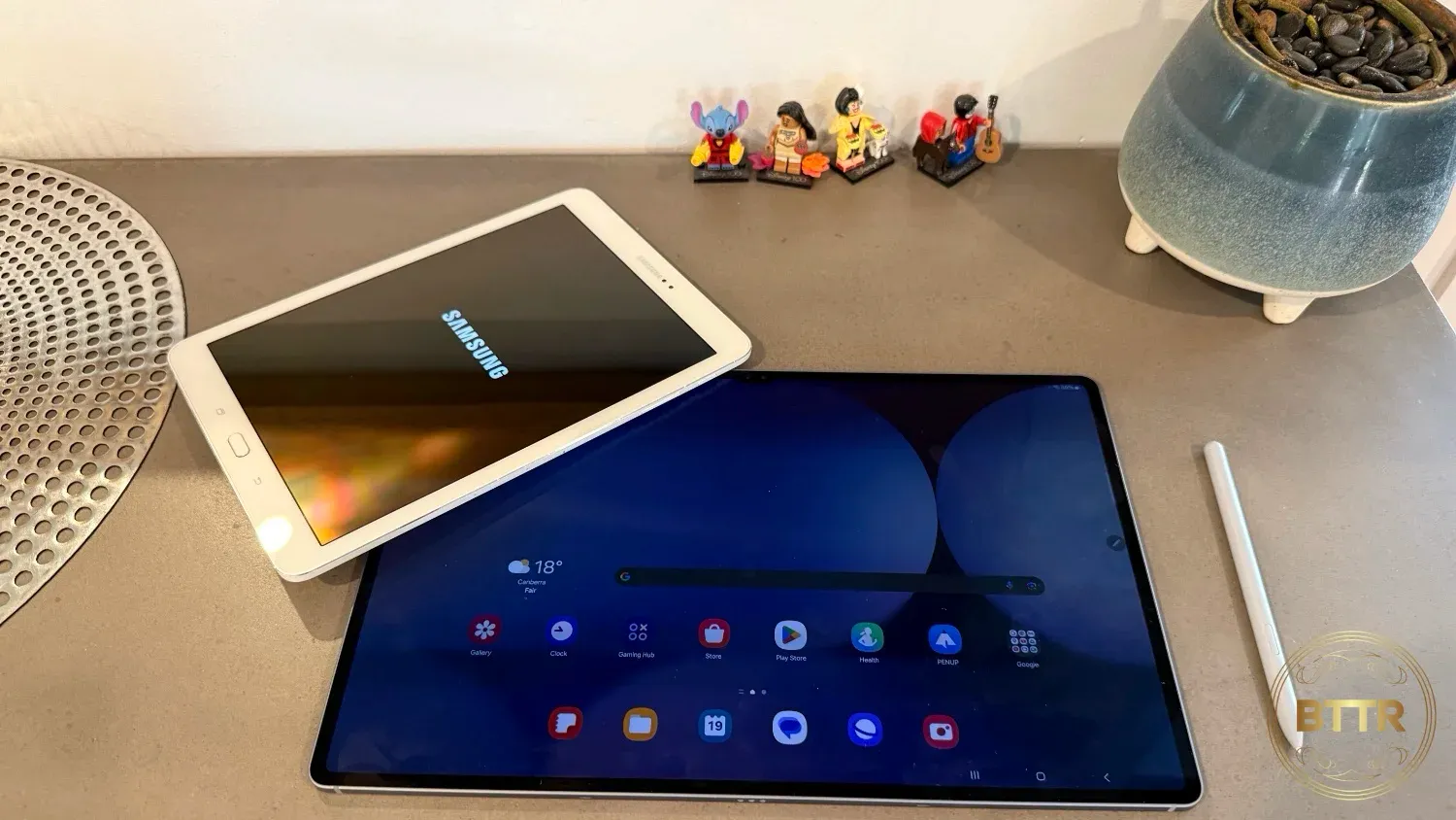 The Galaxy Tab S10 with the Tab S2 on top