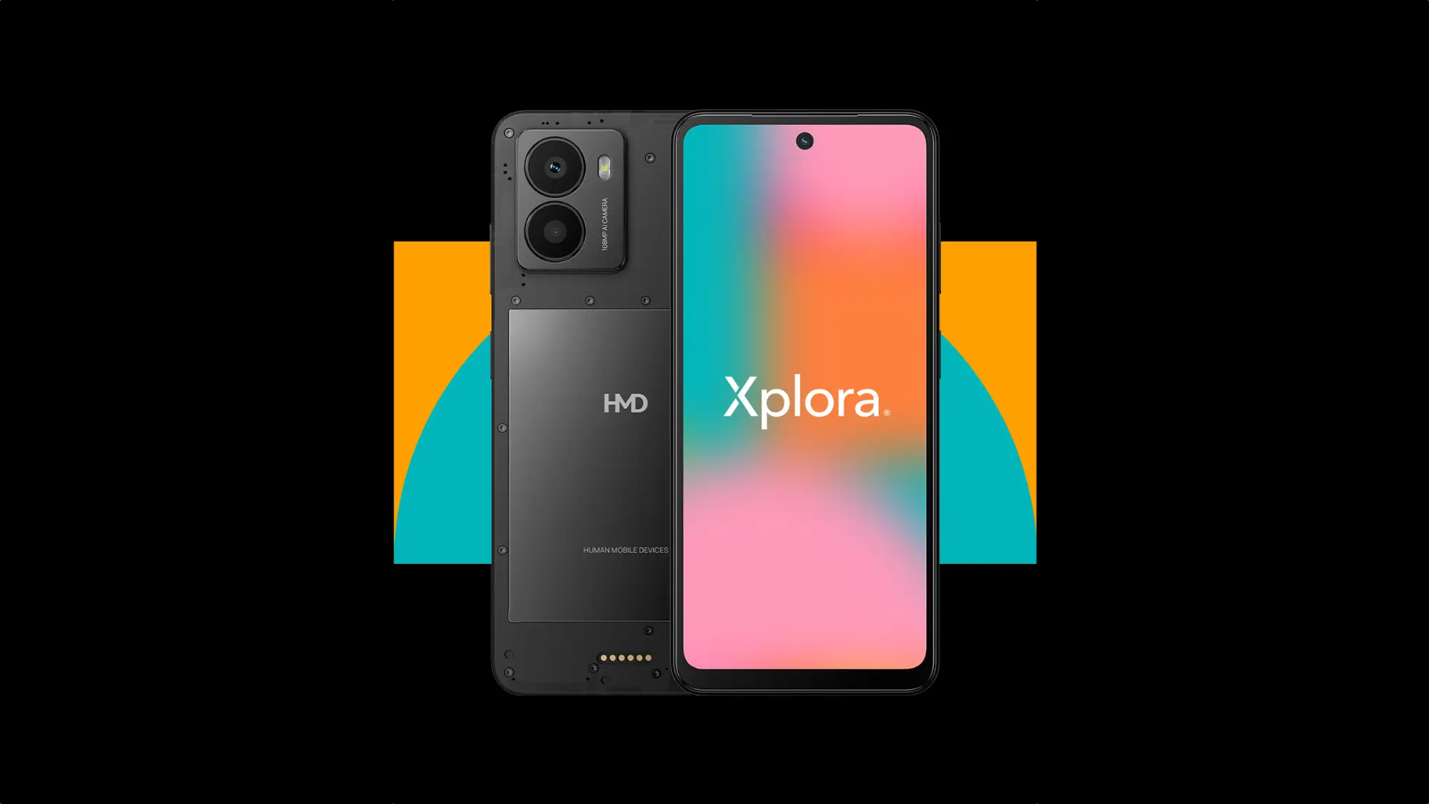 The HMD Fusion X1 on a black backround