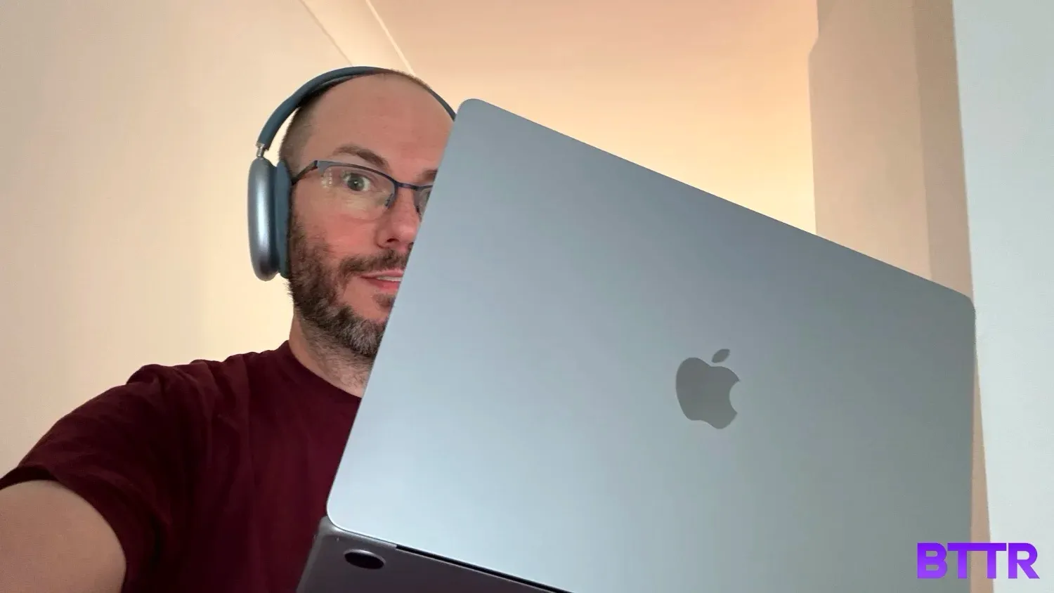 Selfie of the M4 MacBook Air in Sky Blue
