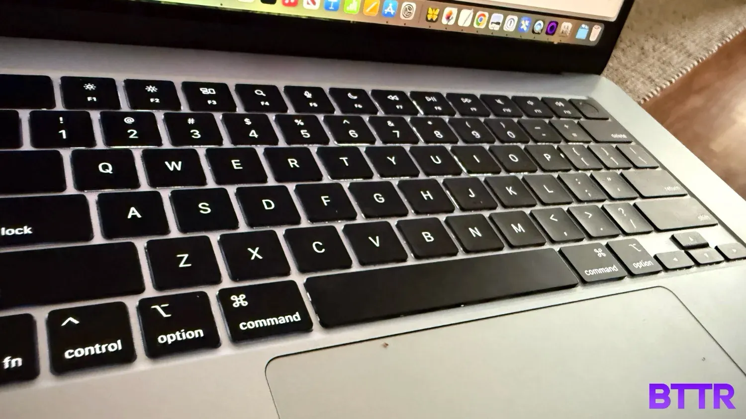 Closeup of the MacBook Air M4 keyboard