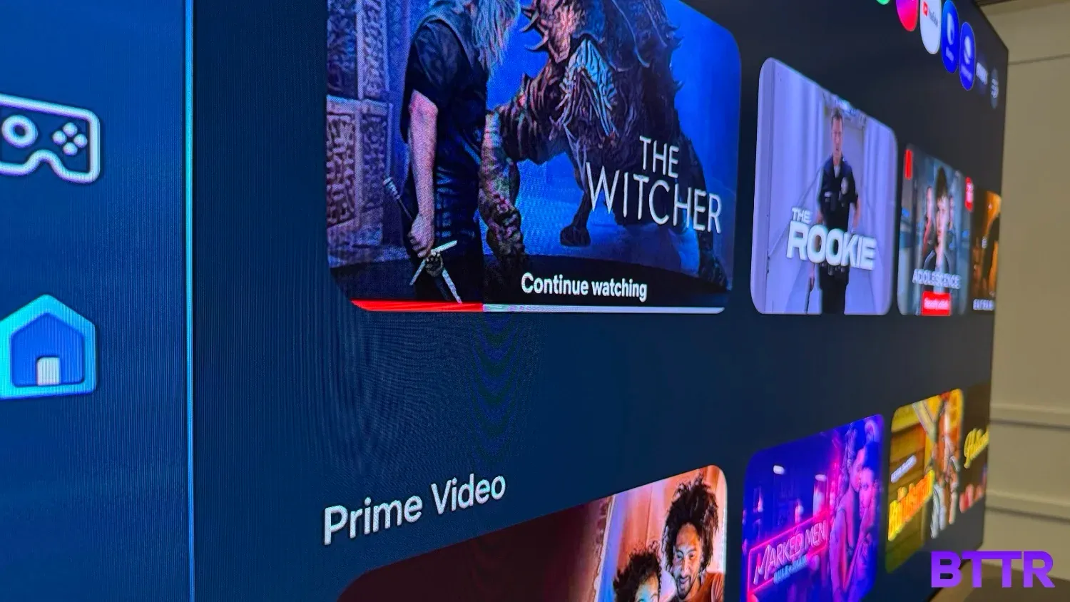 Close up of the Tizen UI on the OLED TV