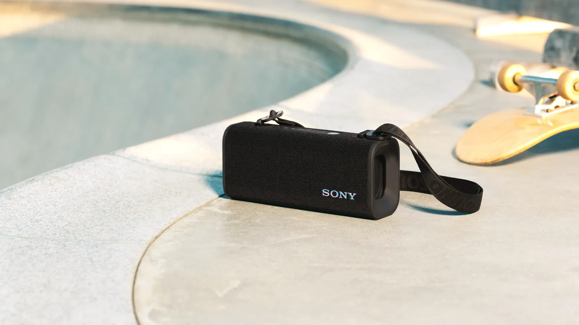The Sony ULT FIELD 3 sitting next to a pool