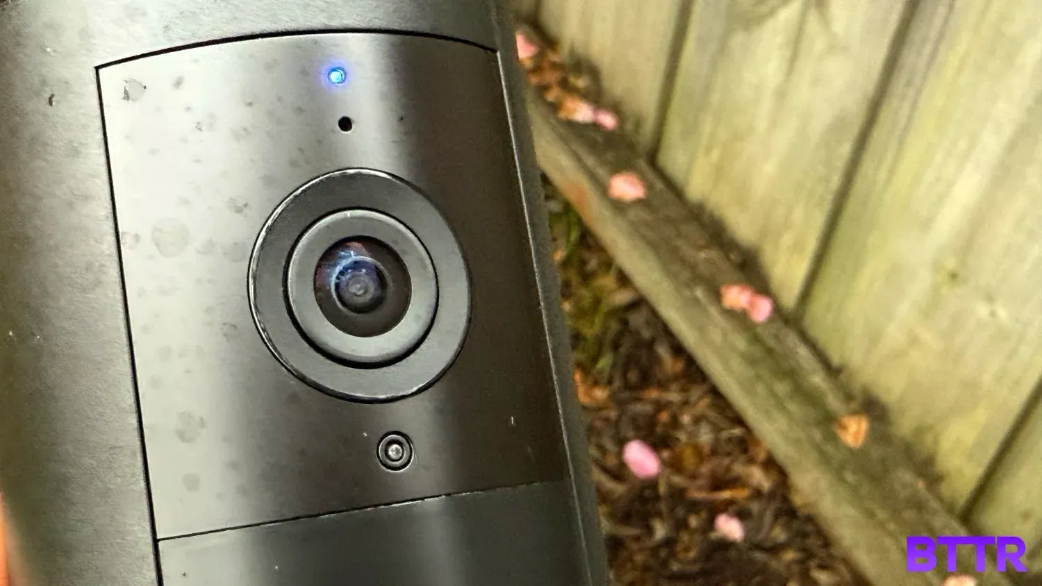 Close up of the Ring Outdoor Cam Plus' camera