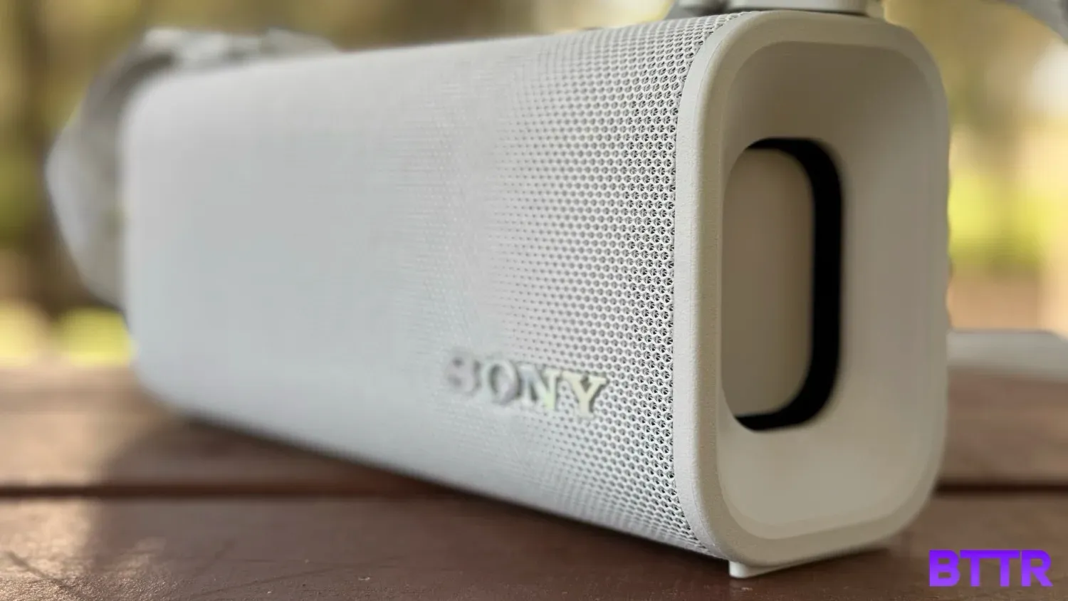 Looking at the side of the Sony ULT Field 3 portable speaker