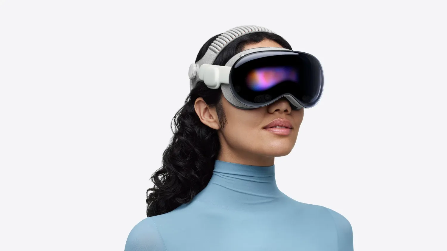 a woman wearing the vision pro