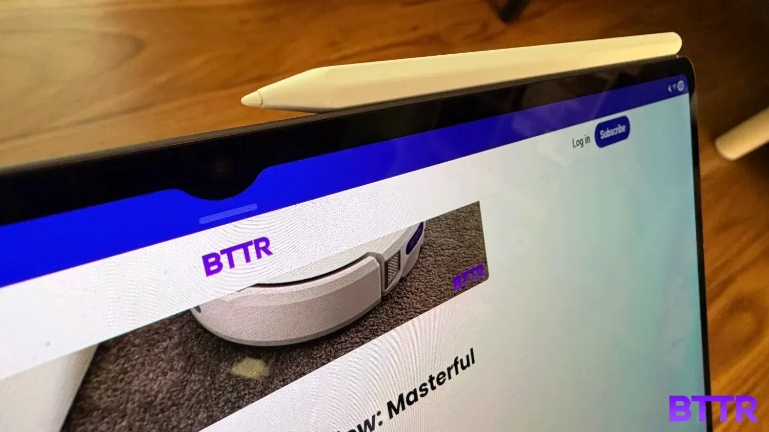 The S Pen magnetically attached to the top of the tablet