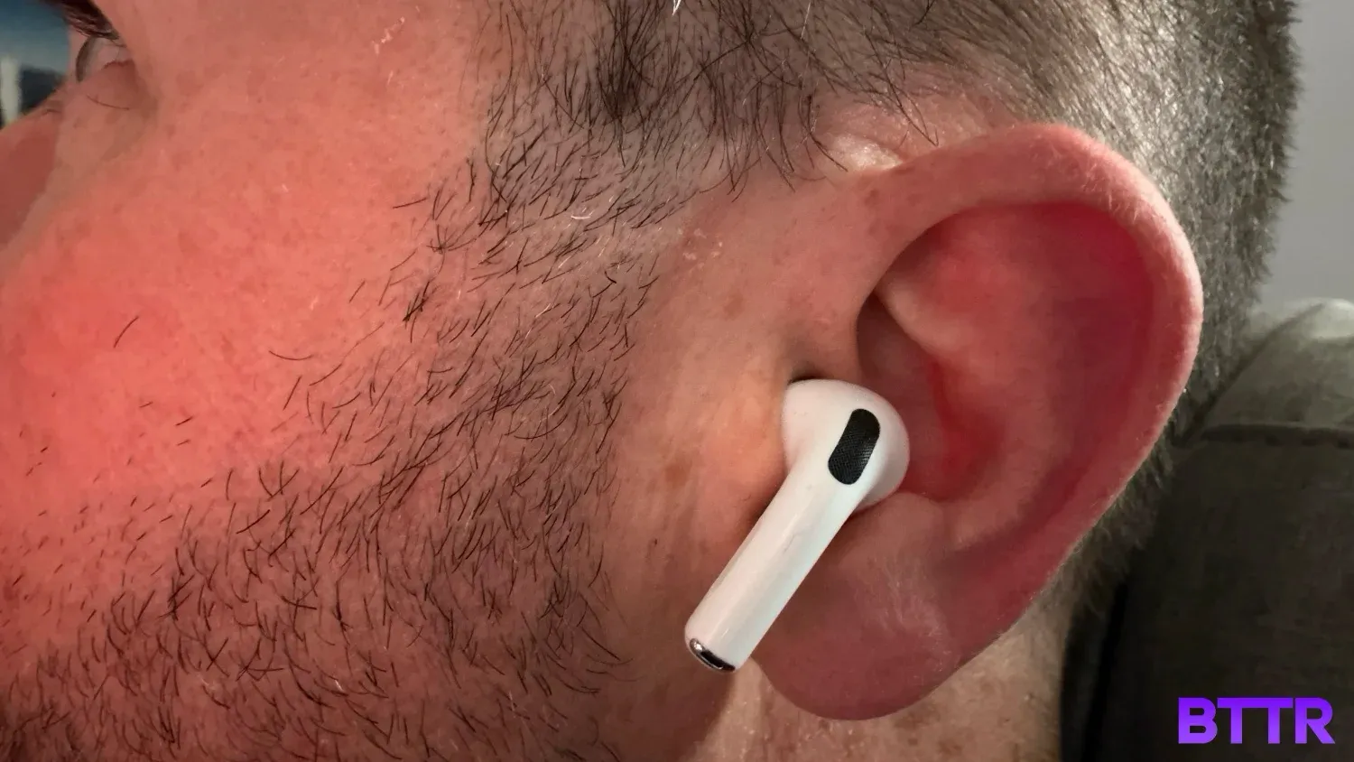 Close up of the AirPods Pro 3 in my ear.