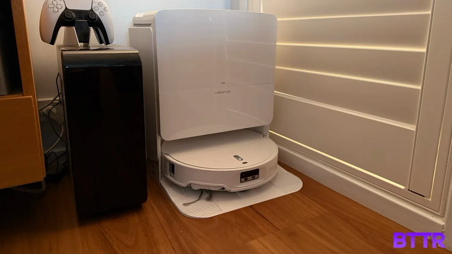 The Qrevo Edge 2 Pro  in its glossy white dock 