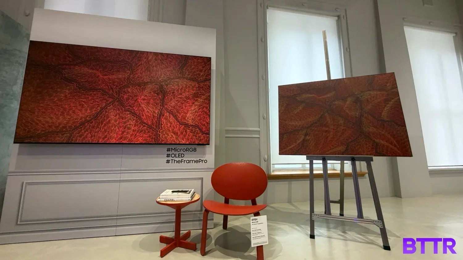 Looking at art on the new R95H micro RGB TV next to the original artwork