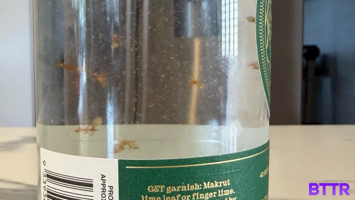 The ants spinning around inside the bottle of Green Ant Gin