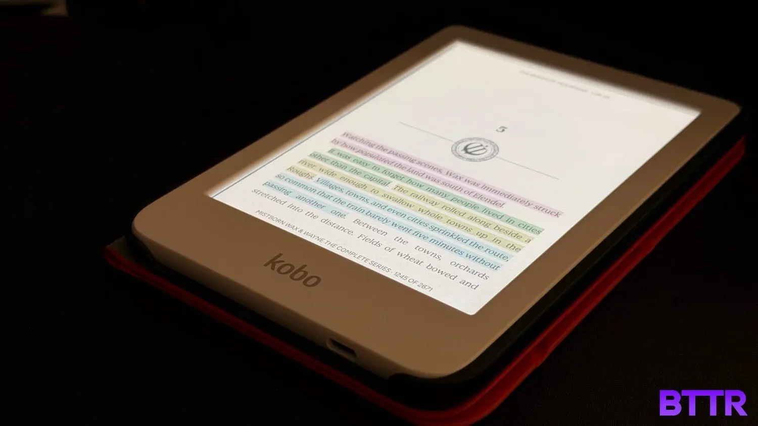Highlighted text on the Kobo Clara Colour 