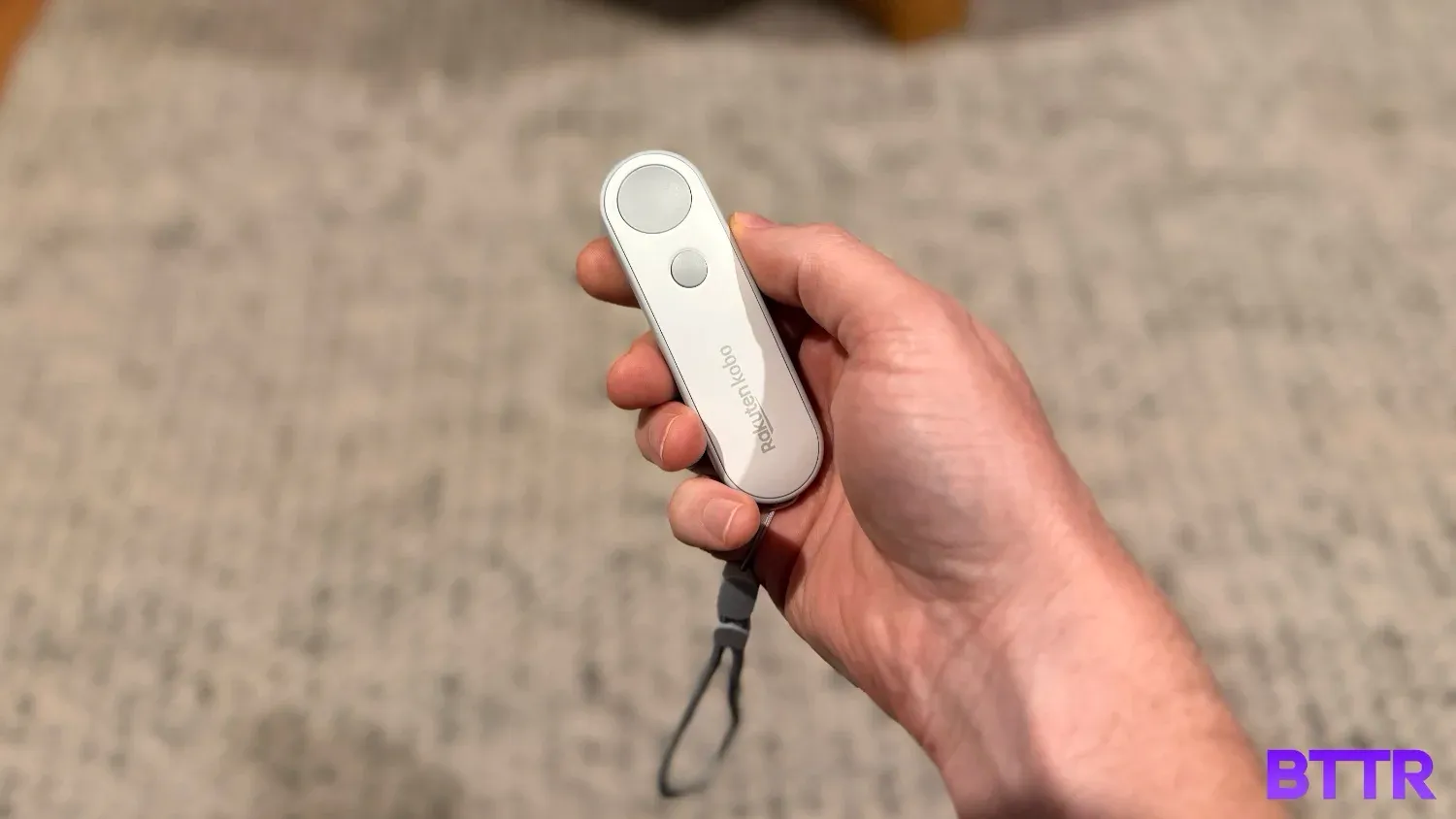 The two tone design of the Kobo Remote in white