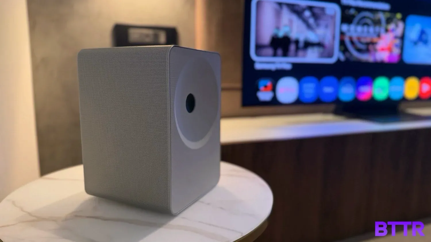 The Music Studio 7 speaker off to the side of the S90H TV
