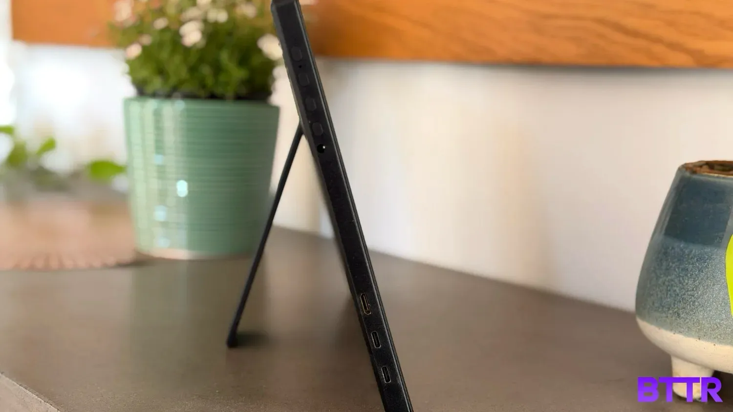 Looking at the ports on the side of the Laser 14inch portable monitor