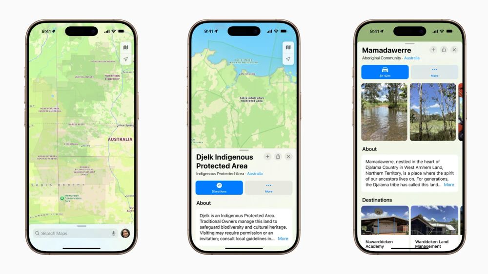 Apple has updated Apple Maps in Australia and New Zealand to better represent Indigenous lands