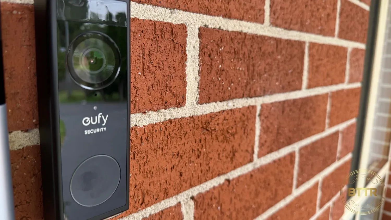 Eufy E340 dual cam on the wall at an angle