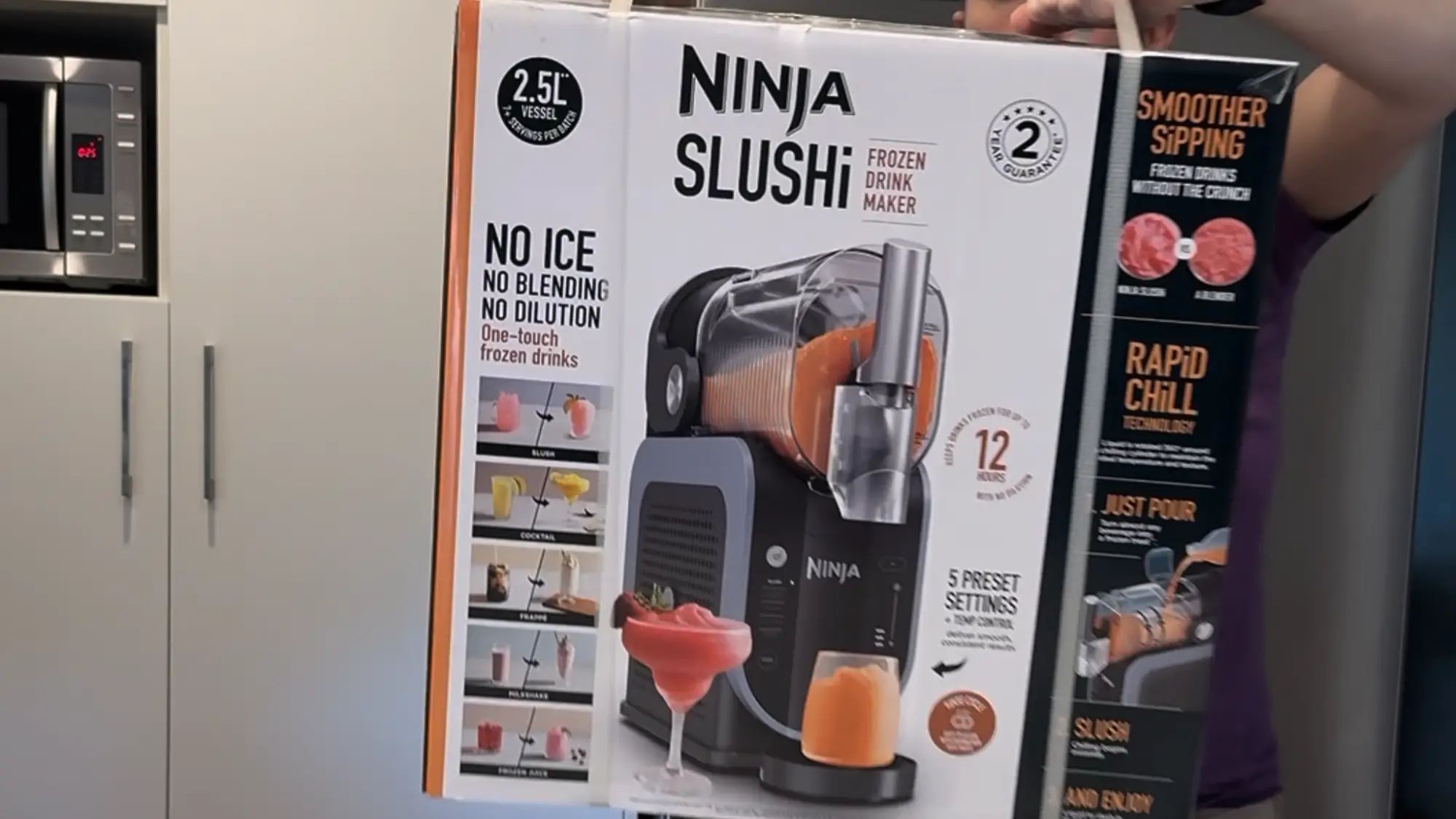 A screengrab of me unboxing the Ninja Slushi