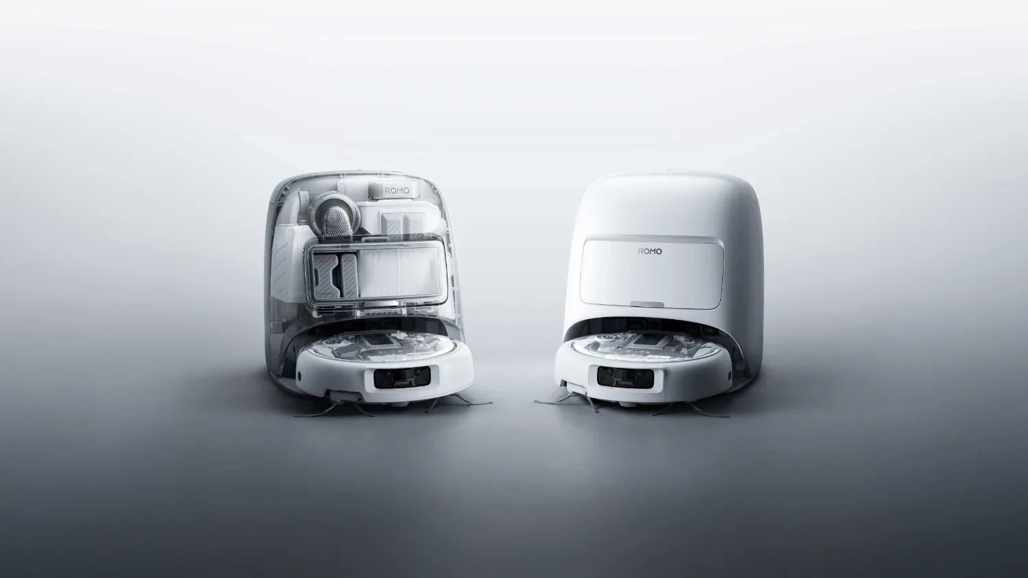 The DJI ROMO P and ROMO A on a white and grey background