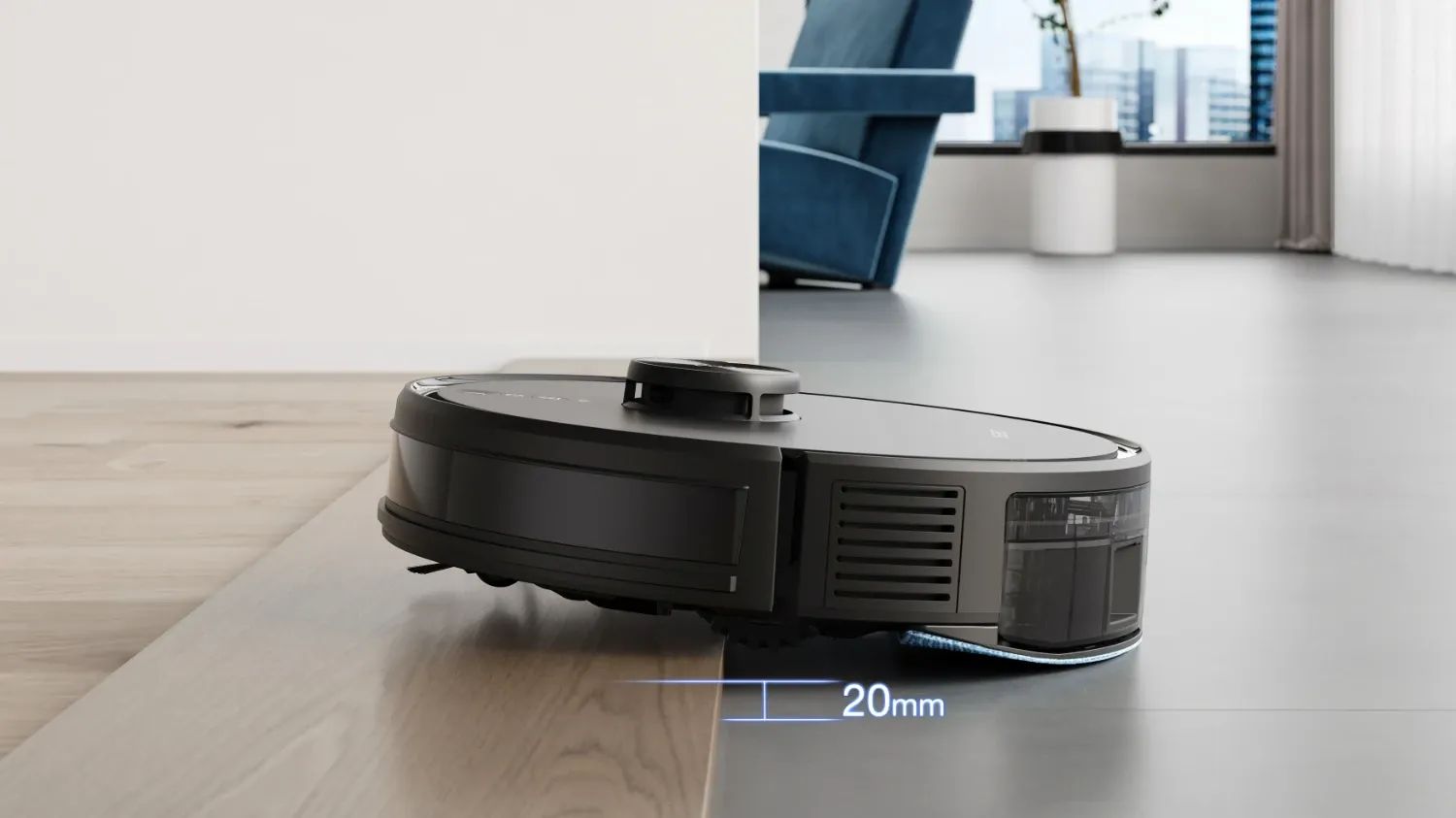 The Ecovacs Deebot Neo 2.0 climbing a 20mm ledge